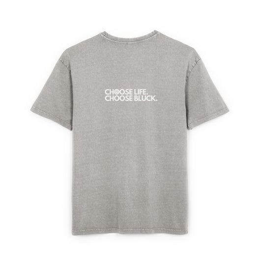Washed Oversized Tee - Choose Life, Choose Bluck