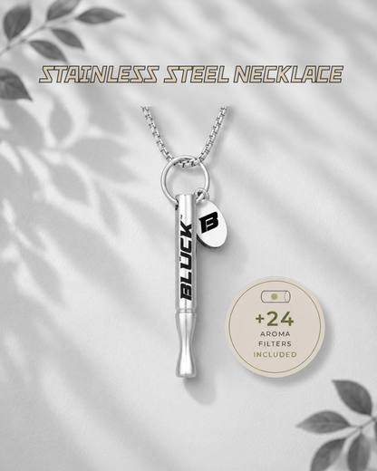 Collier en acier inoxydable Bluck™ – Inhalateur + 24 filtres aromatiques