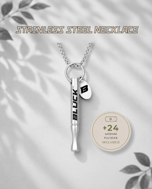 Bluck™  Stainless Steel Necklace – Inhaler + 24 Aroma Filters