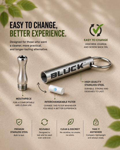 Collier en acier inoxydable Bluck™ – Inhalateur + 24 filtres aromatiques