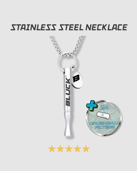 Bluck™  Stainless Steel Necklace – Inhaler + 24 Aroma Filters