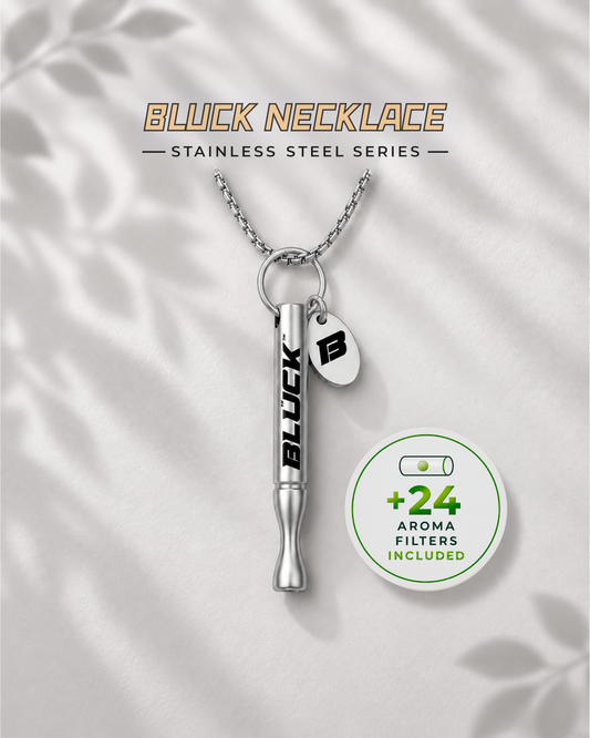 Bluck™  Stainless Steel Necklace – Inhaler + 24 Aroma Filters
